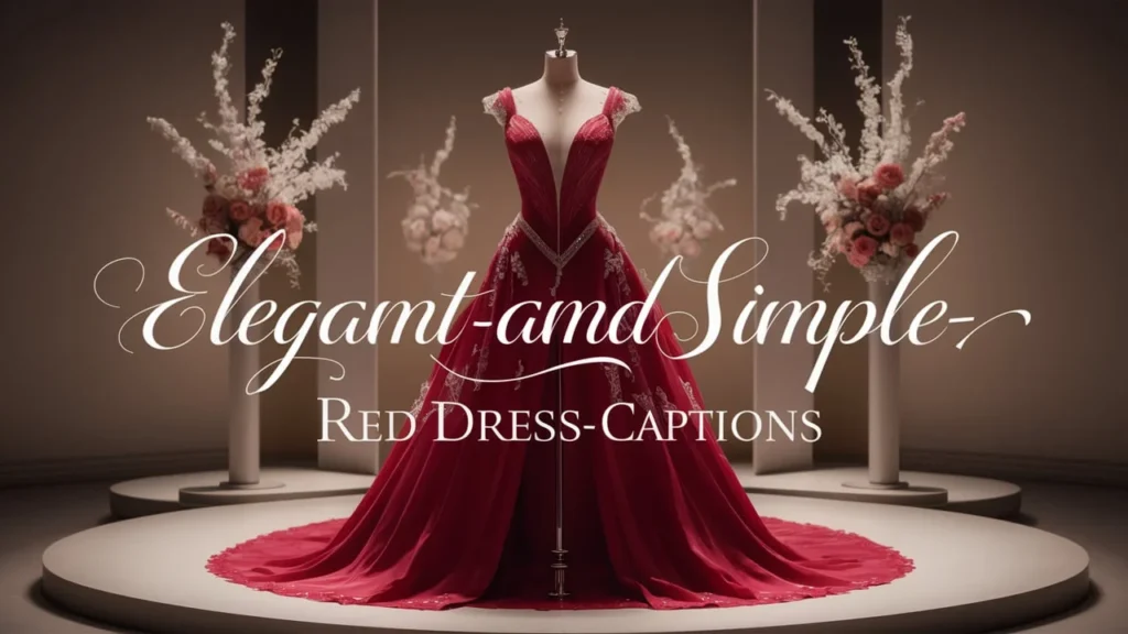 Elegant and Simple Red Dress Captions